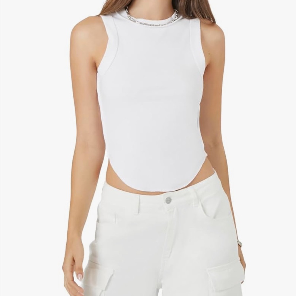 NWT! White Sleeveless Women's Ribbed Top